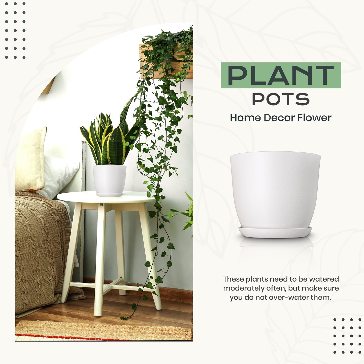 Utopia Home - Plant Pots Indoor with Drainage - 7/6.6/6/5.3/4.8 Inches Home Decor Flower Pots - Pack of 10 Plastic Planters for Indoor Plants, Cactus, Succulents Pot - Grey