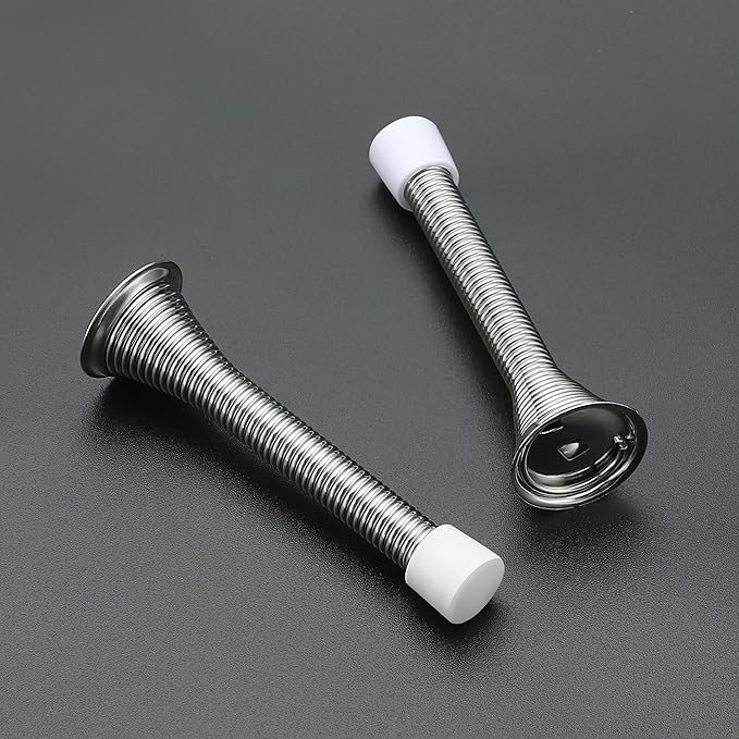 Ravinte Door Stoppers, 6 Pack Spring Door Stops with Rubber Bumper, Satin Nickel Door Stoppers for Bottom of Door
