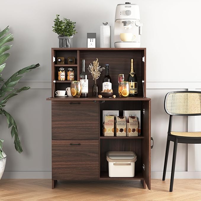 Foldable Desk Cabinet with Storage Drawers & Shelves