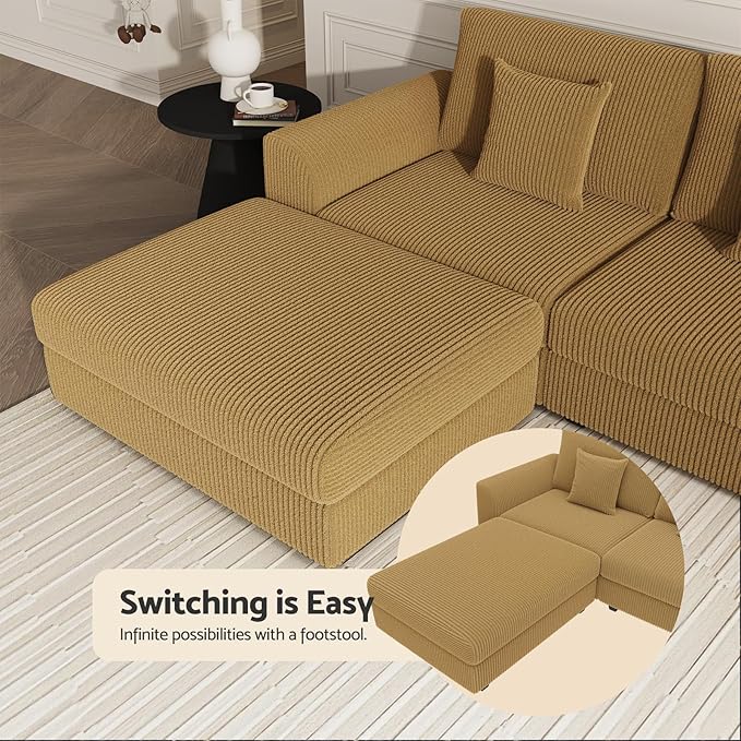 146" Modular Sectional Sofa, Oversized U Shaped Couch, Convertible Sleeper Sofa