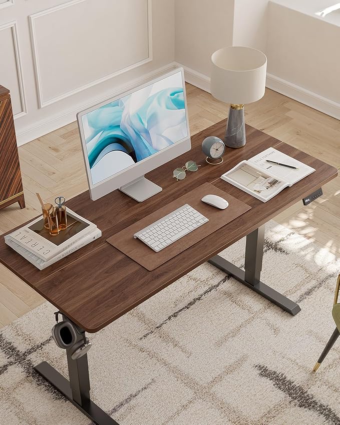 CubiCubi Electric Standing Desk, 40 x 24 Inches Height Adjustable Sit Stand Desk, Ergonomic Home Office Computer Workstation, Black Walnut