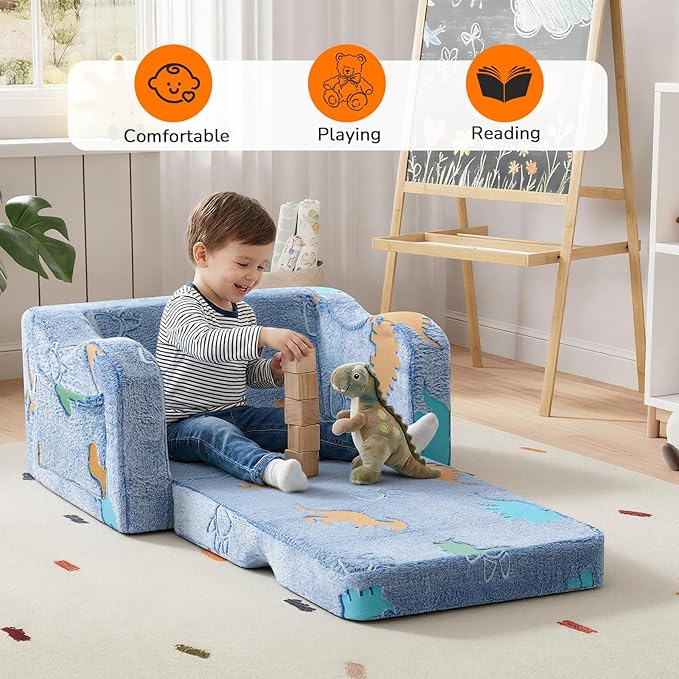MeMoreCool Glowing Dinosaur Kids Chair, Glow-in-the-Dark Kids Couch