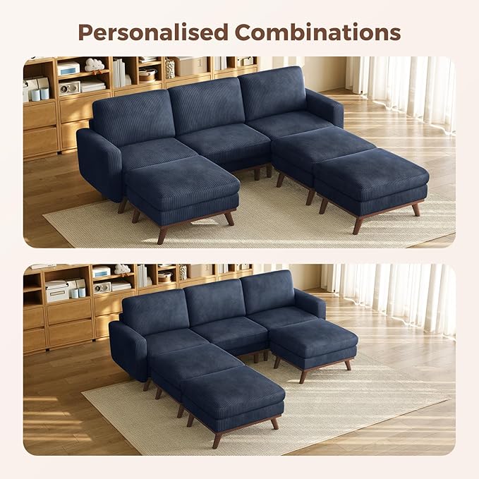 Vesgantti 97" Modular Sectional Sofa Drak Blue, Sectional Couch