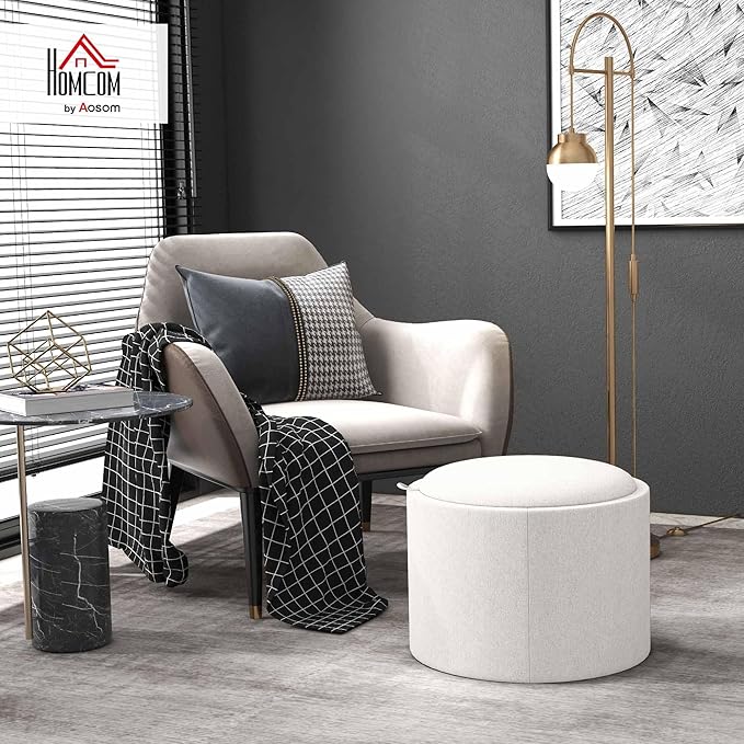 HOMCOM Round Storage Ottoman