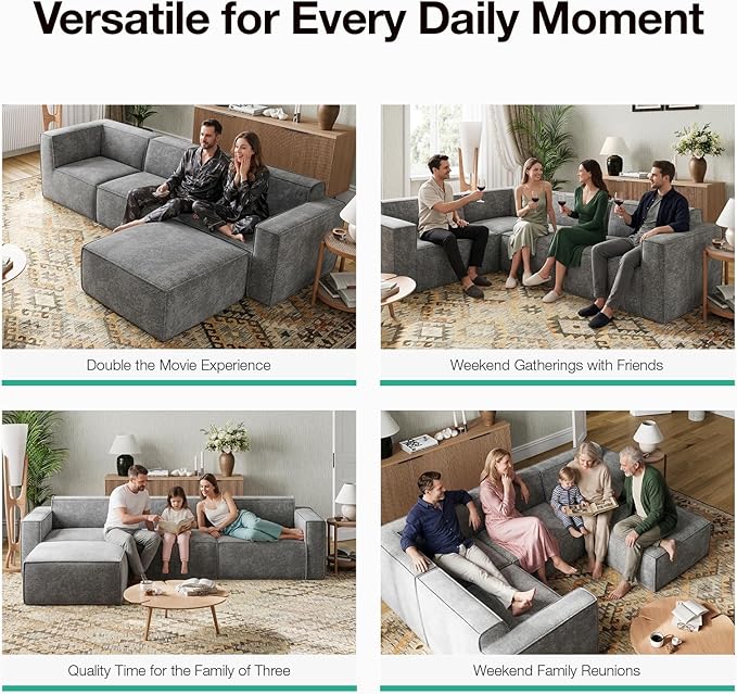 Novilla 142.5" Modular Sectional Sofa, No Assembly Cloud Sectional Couch