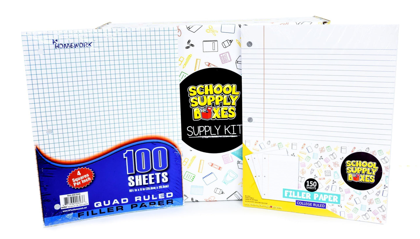 School Supply Boxes | STEM Class Bundle (1 Box) | Back to School Essentials Kit for Students & Teachers | Includes a Calculator, Graph Ruled Filler Paper, a Protractor, & More