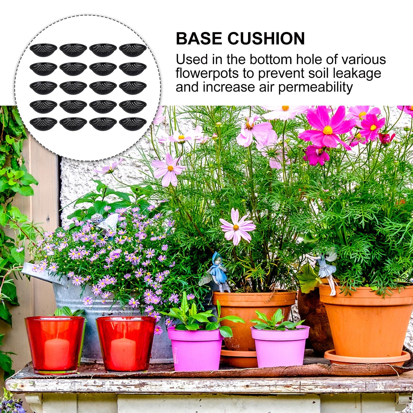 Yardwe 20 Pcs Bonsai Pot Bottom Mesh Pads, Black Plastic Drainage Screens, 2.95 Inch Round Grid Mats for Indoor and Outdoor Plant Pots, Prevent Soil Loss and Improve Air Circulation