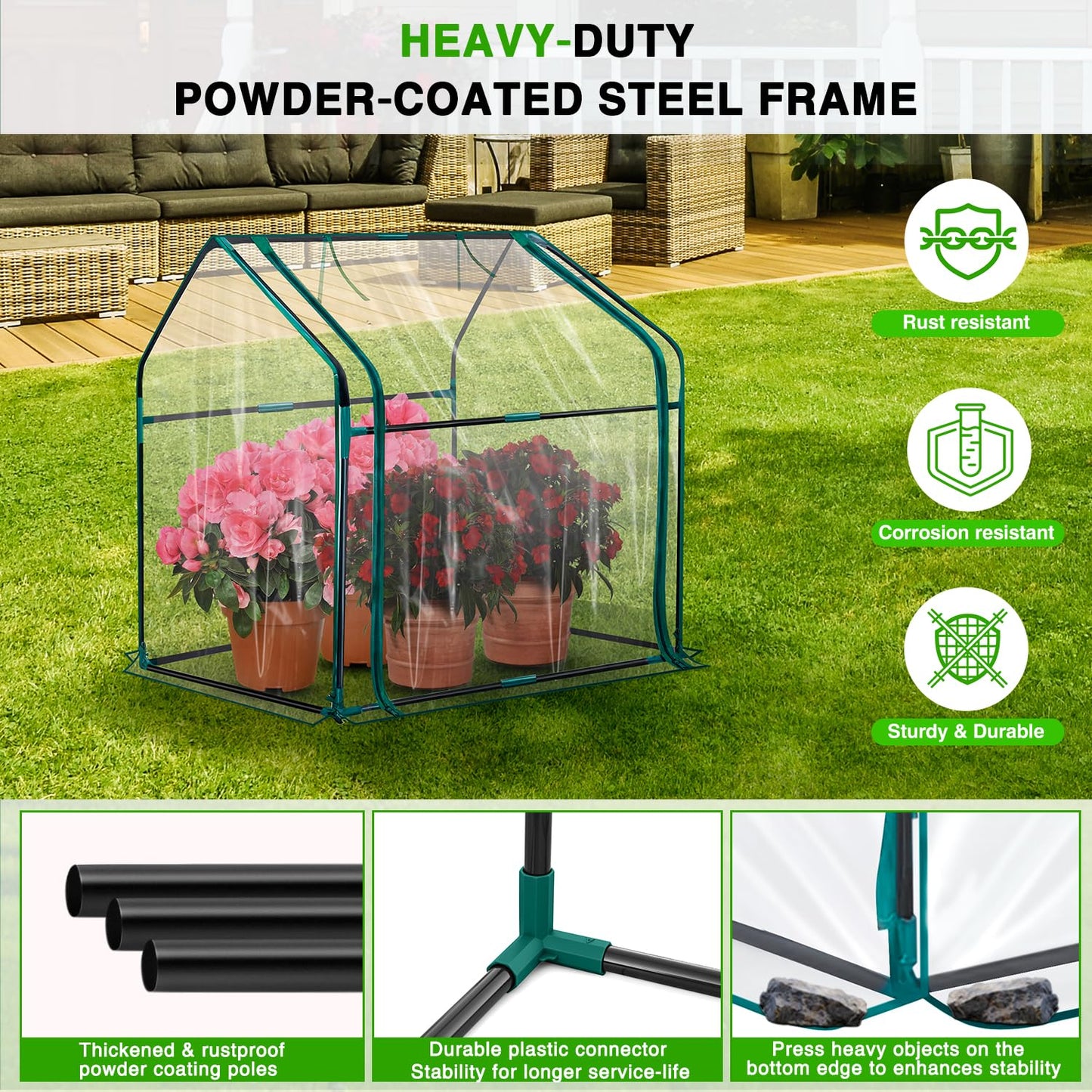 Yesker Mini Greenhouse 36"x18"x33" Portable Small Green House for Indoor Outdoor Greenhouses with PVC Cover Compact Greenhouses Kit for Winter Gardening Balcony Patio Outside Backyard Plant Protection