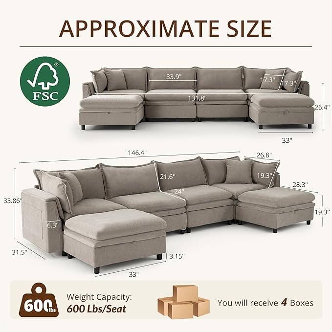 146.4'' Modular Sectional Sofa