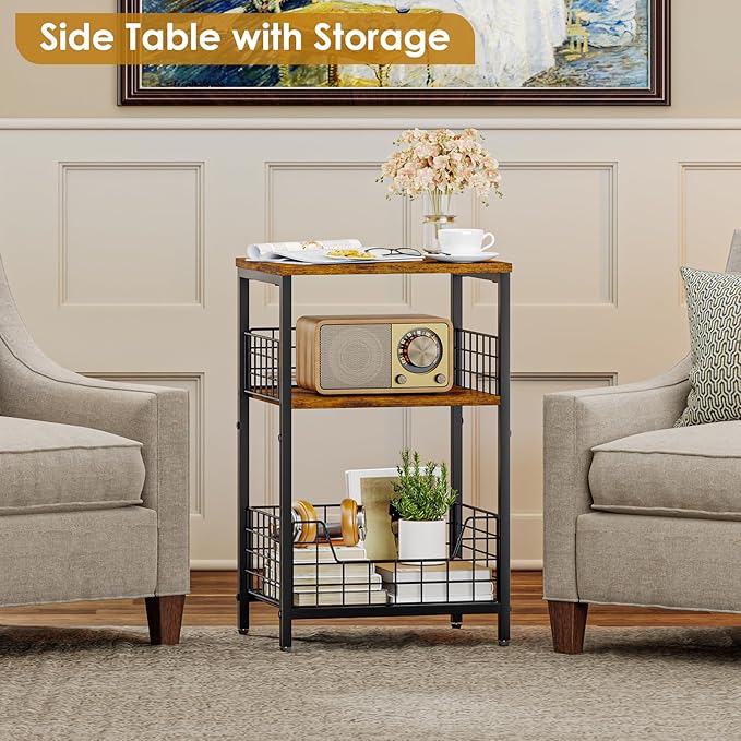 X-cosrack Side Table, Small End Table Record Player Stand