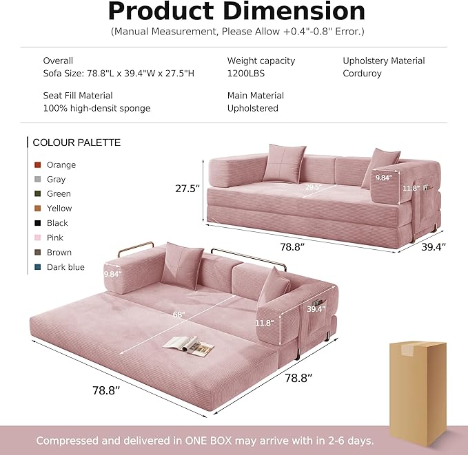 MoonSpeak 78.8''Sleeper Couch Bed