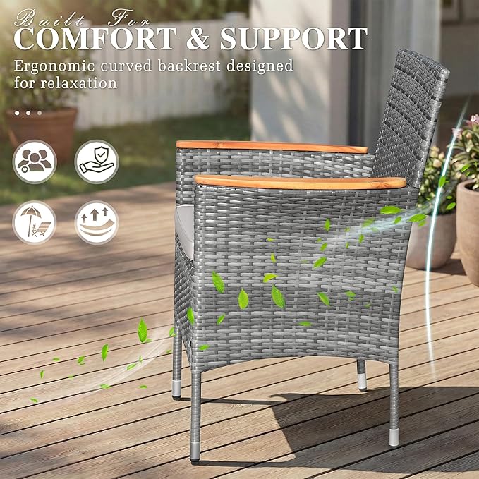 Devoko Outdoor Patio Dining Sets 9 Pieces Wicker Outdoor Dining Table and