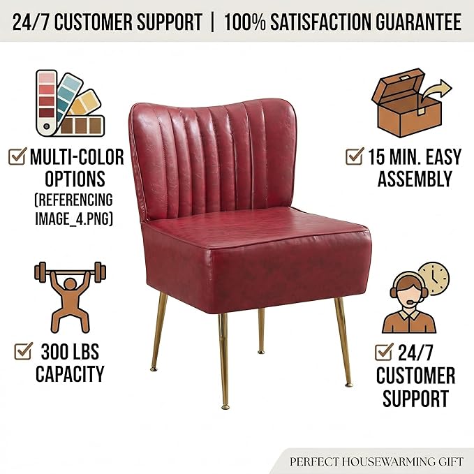 Modern Leather Accent Chair Single 1 Pack, Vintage Slipper Chair