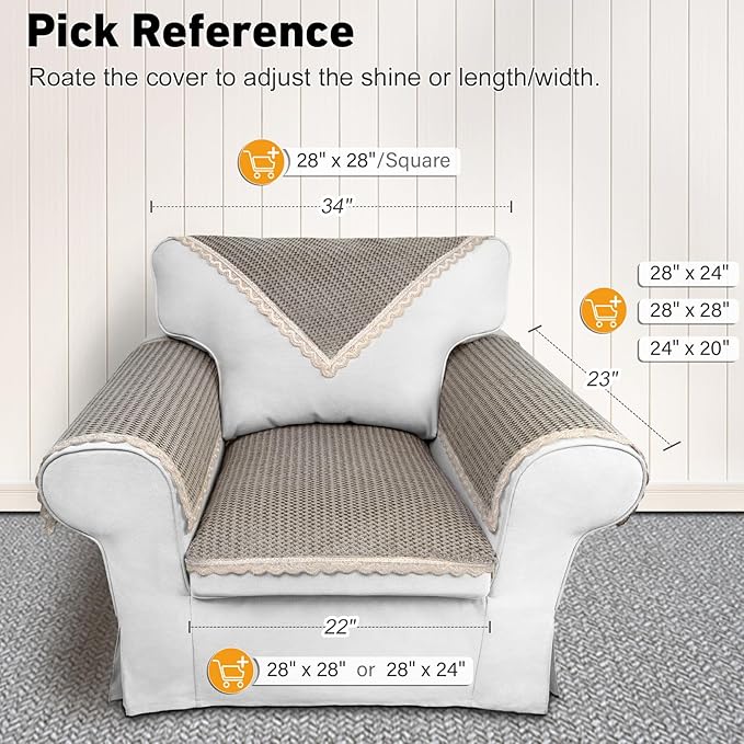 Couch Arm Covers, Couch Covers, Non-Slip Lace Armrest Covers, Headrest/Backrest