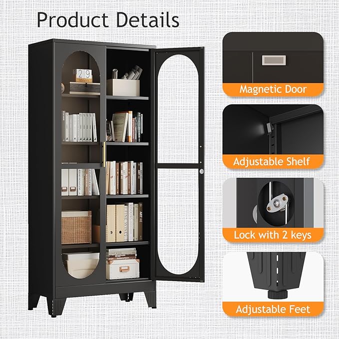 PAOFIN 71" H Locking Display Cabinet