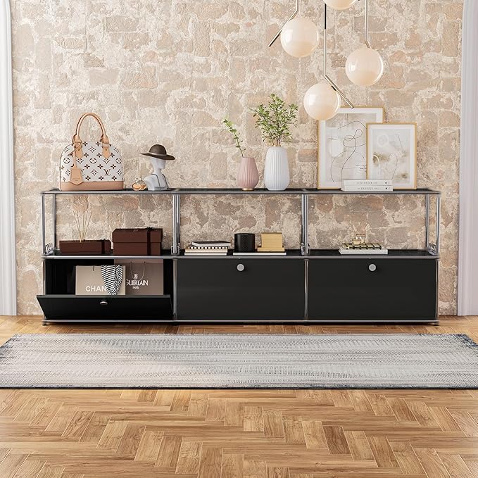 Modern Storage Cabinet Black G Versatile Free-Standing Organizer