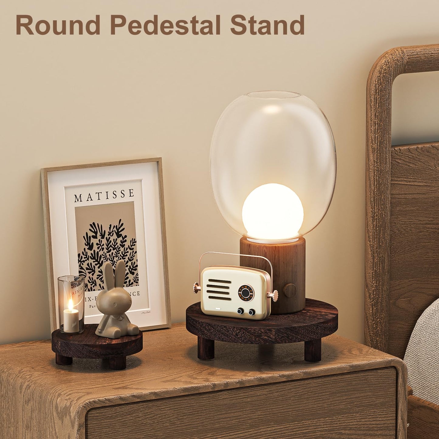 Wood Plant Stand Indoor Outdoor, 12/10/8/6" Round Wood Riser for Decor, Wooden Stool Display Stand Flower Pot Holder Small Planter Tray Modern Potter Decorative for Desktop Counter Room
