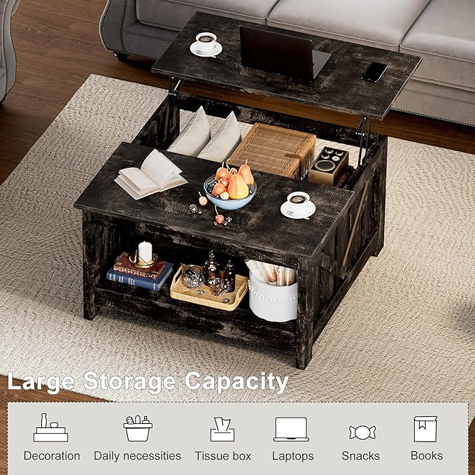 FABATO Lift Top Coffee Table, 31.5" Farmhouse Coffee Tables