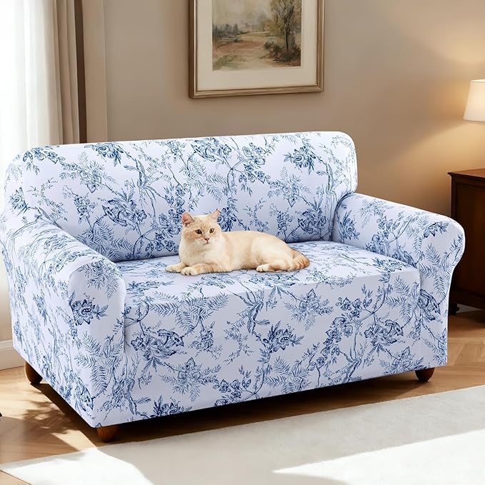 H.VERSAILTEX Floral Pattern Loveseat Cover Printed 2 Cushion Sofa Cover High