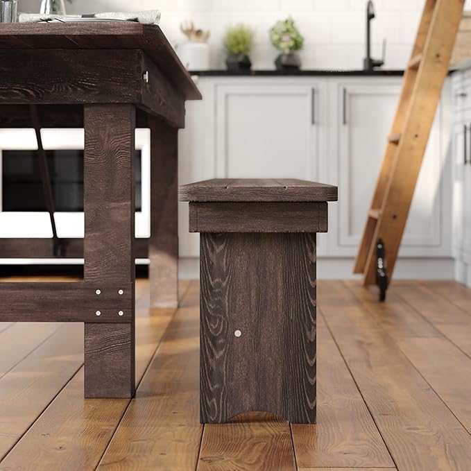 Flash Furniture HERCULES 40" x 12" Folding Farm Bench, Solid Pine Entryway
