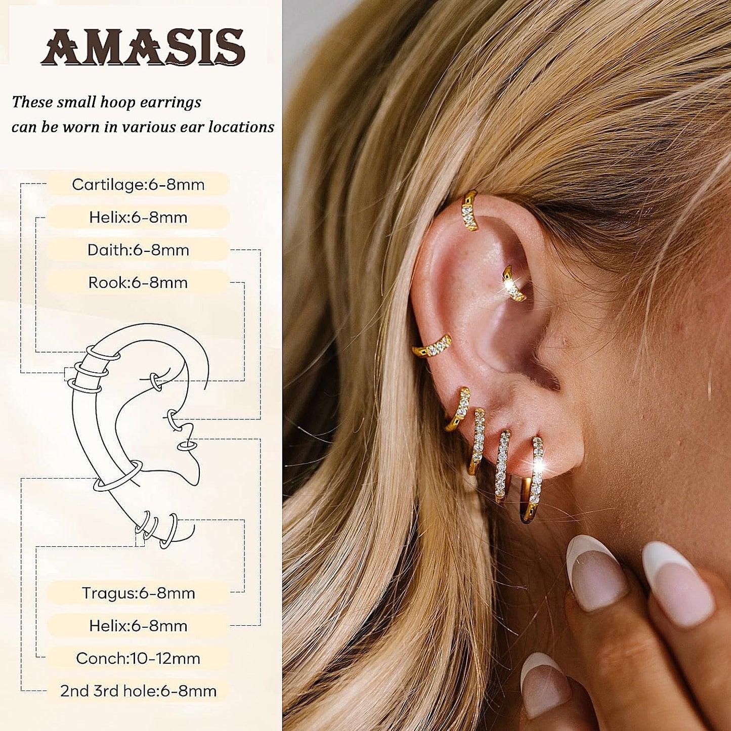 Small Gold Hoop Earrings for Women Men,14K Gold Plated in 316L Surgical Steel Hinge Huggie Hoop Earrings fit Cartilage Helix Tragus Sung Earlobe Lightweight Hypoallergenic Earrings (1 Pair-6mm)