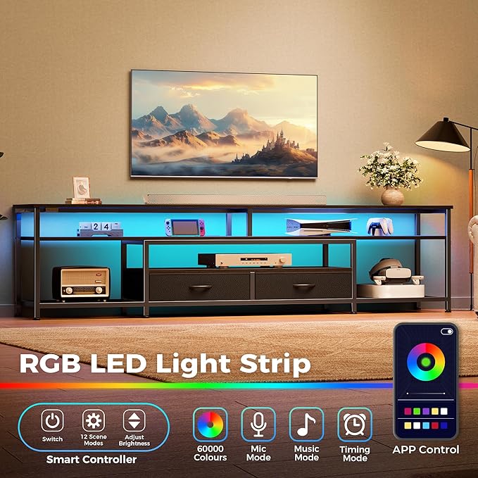 Huuger 79 Inch TV Stand for 85, 90 Inch TV, Entertainment Center