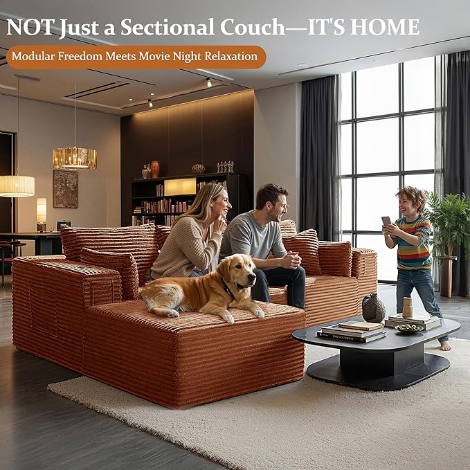 108" Cloud Sectional Couch, Comfort L Shaped Boneless Couch
