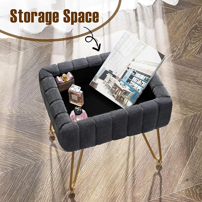 Greenstell Vanity Stool Chair Faux Fur