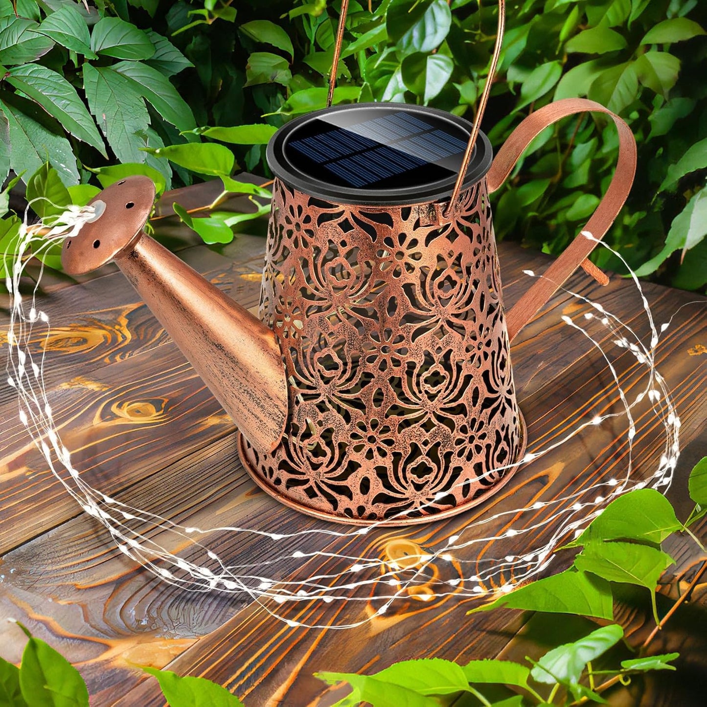 Solar Lights Outdoor Decorative, Metal Solar Watering Can Lights Waterproof, Large Hanging Garden Decor Yard Lights Outside Patio Lawn, Gifts for Mom Grandma Women Birthday Christmas