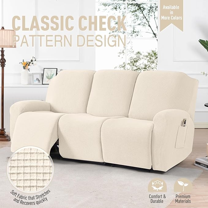 TAOCOCO Recliner Sofa Covers 8-Pieces Stretch Large Couch Covers