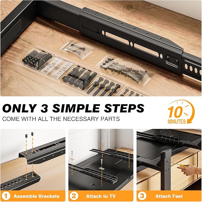 Universal TV Stand Mount for 24-80 inch Flat or Curved TVs, Height Adjustable