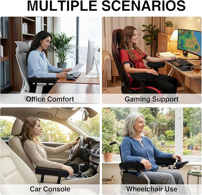 Smiry Ergonomic Office Chair Armrest Pads, Memory Foam Arm Rest Covers