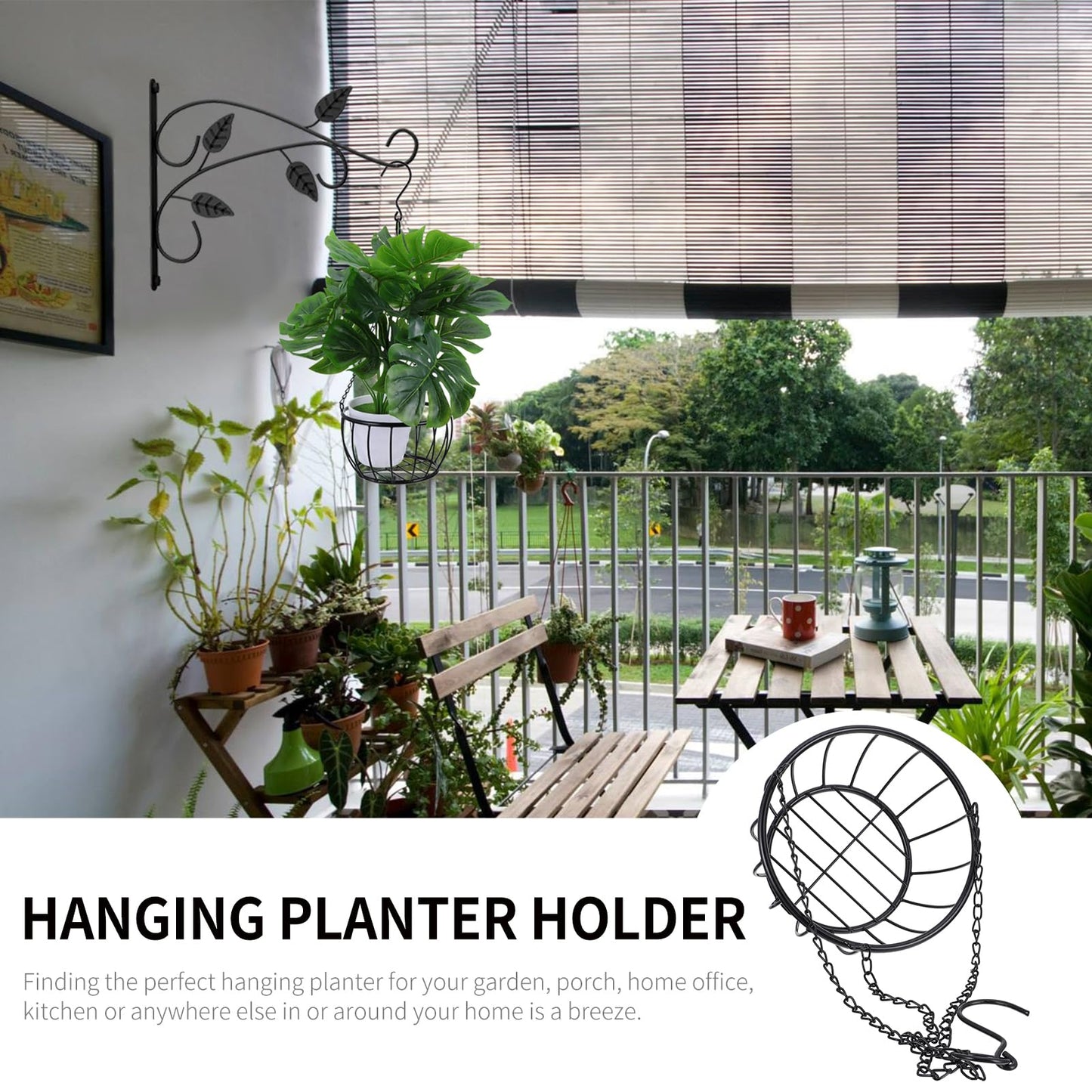 GANAZONO Hanging Planter Holder Wrought Iron Hanging Pot Pots for Outdoor Plants Baskets for Plants Outdoor Pots Indoor Vase Wall Pot
