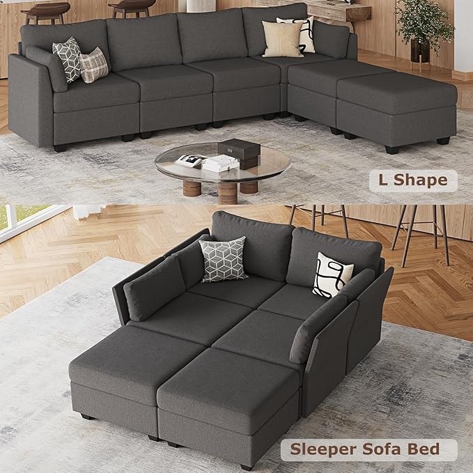 Huatean Home 114.17" Modular Sectional Sofa, 6 Seat Modular Couch