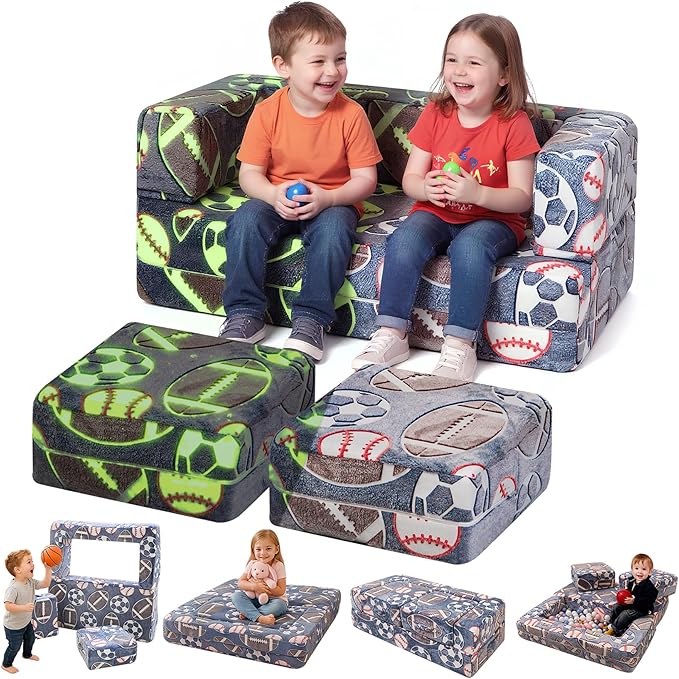 Cvortll Modular Kids Play Couch, Glow in Dark Kids Sofa, Child Sectional Sofa