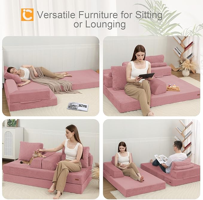 COMAX Futon Sofa Bed, Convertible Folding Sofa Bed, Boneless Couch Loveseat