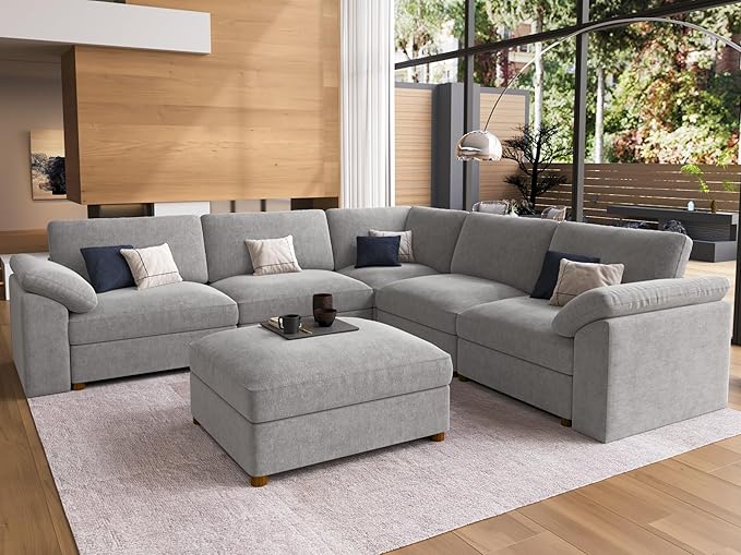 EASE MOOSE Oversized Sectional Modular Sofa, Luxury FSC Certified Chenille