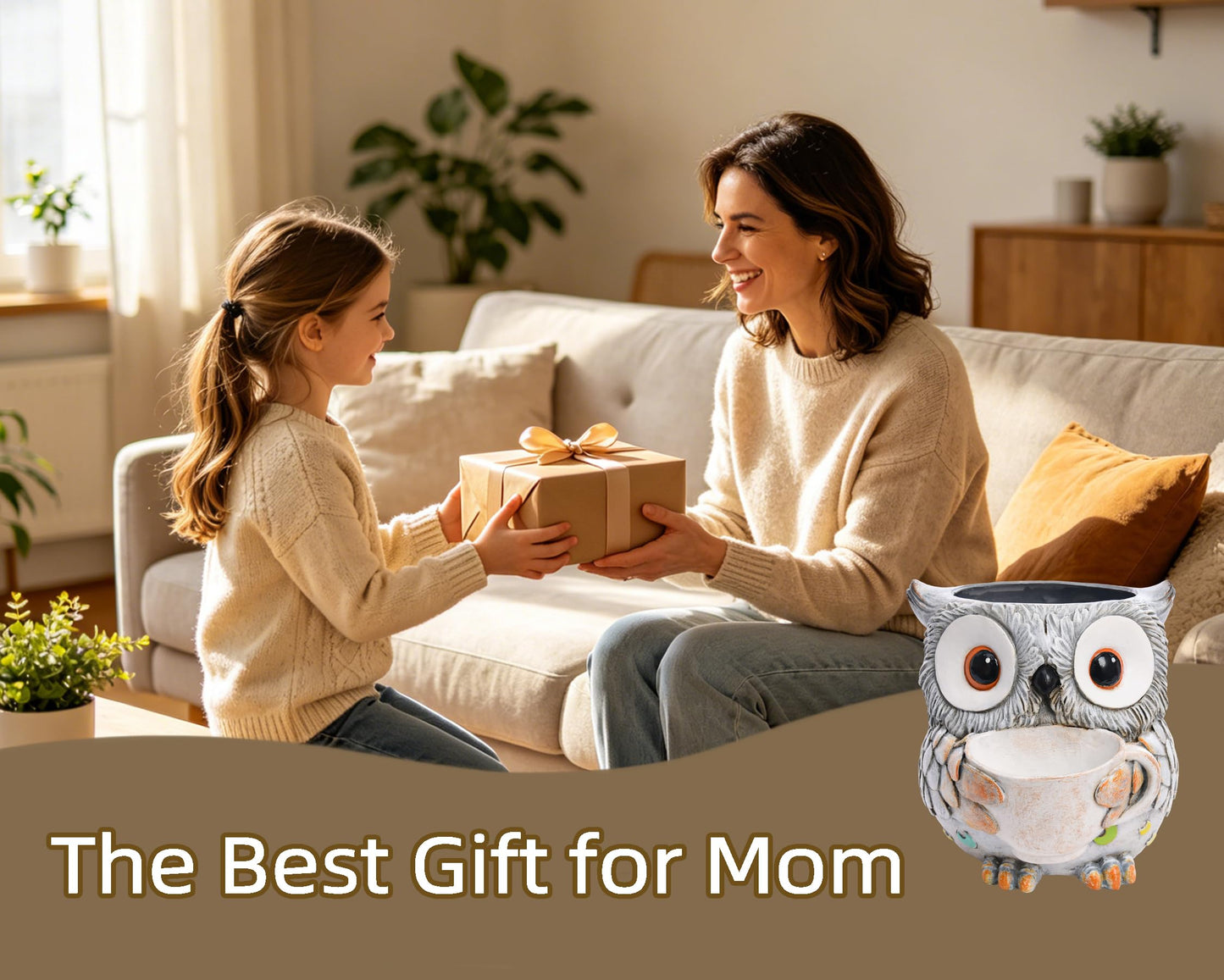 Saysmile Unique Owl Plant Pots Indoor, Cute Small Succulent Pots with Drainage Hole, Watering Owl Planters for Indoor Outdoor Plants, Resin Flower Pot for String of Pearls, Gift Ideas for Mother