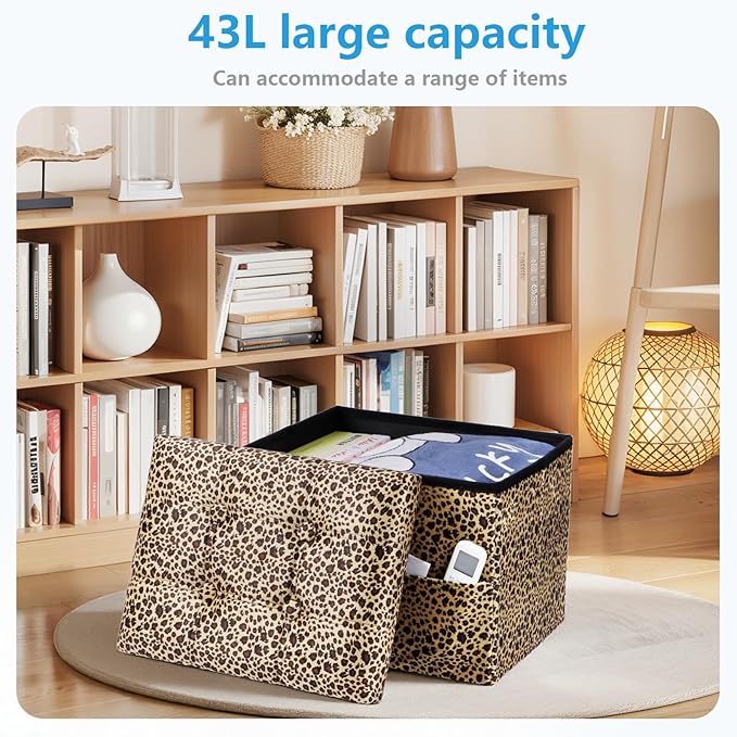 AmasSmile Storage Ottoman Folding Foot Rest Stool