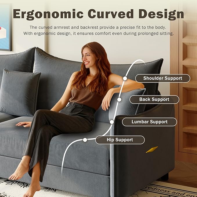 KEIKI 81.9" 3-in-1 Convertible Sofa Bed, Modern Velvet Sleeper Couch