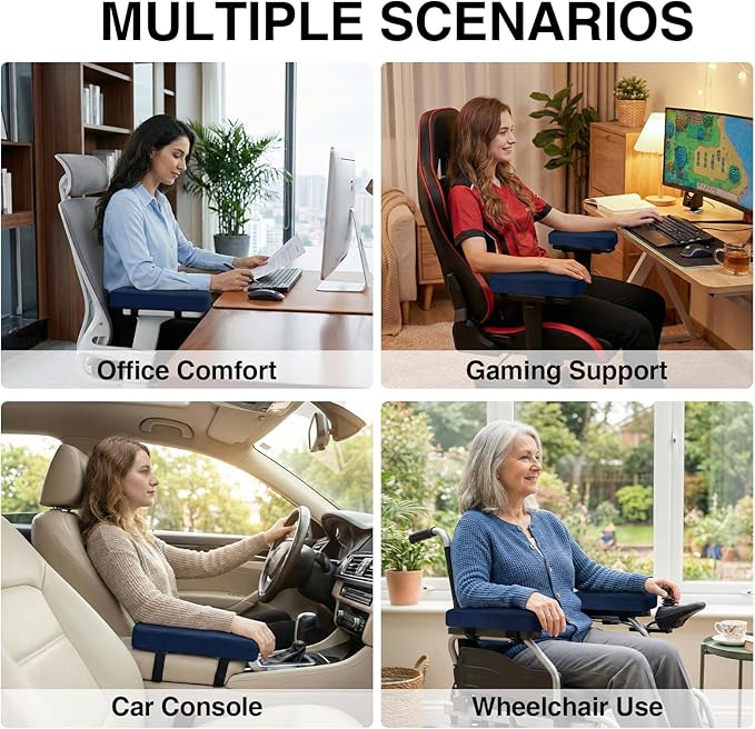 Smiry Ergonomic Office Chair Armrest Pads, Memory Foam Arm Rest Covers