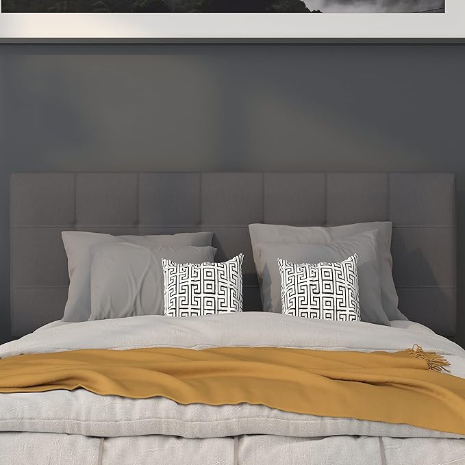 Flash Furniture Bedford Tufted Upholstered Full Size Headboard in Dark Gray