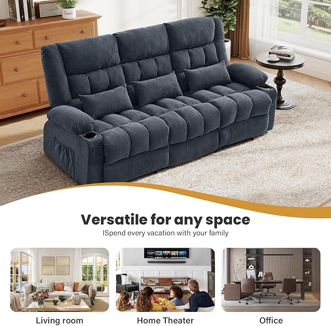 BOSMILLER Reclining Sofa with Cup Holders