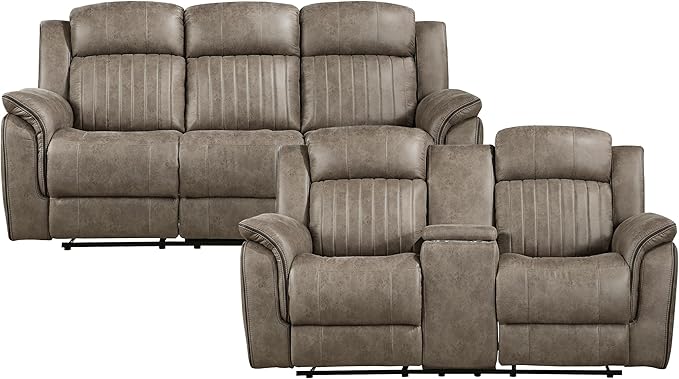 Lexicon Recliner Living Room Set, Home Theater Seating, Manual Polished