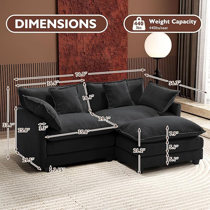 Ihanherry 77" L Shaped Modern Sofa Modular Sectional Cloud Couch