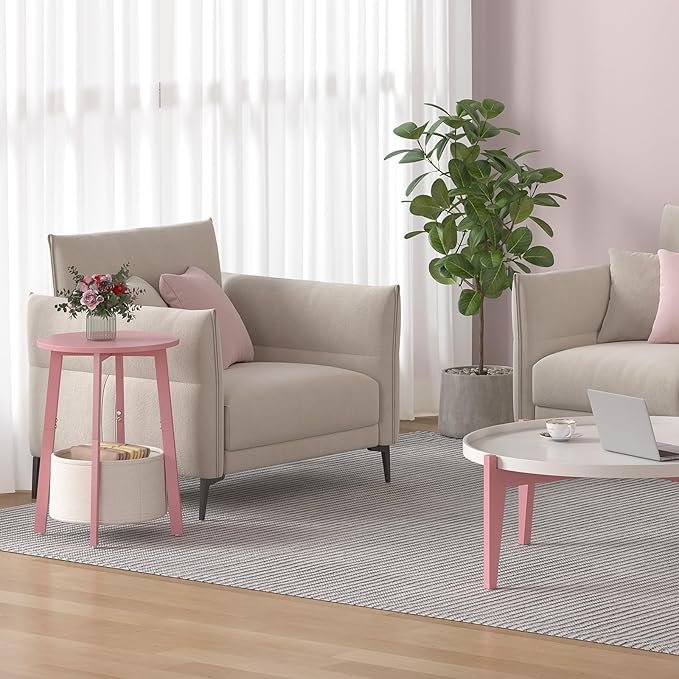 sthmec Small Round Side End Table Set of 2