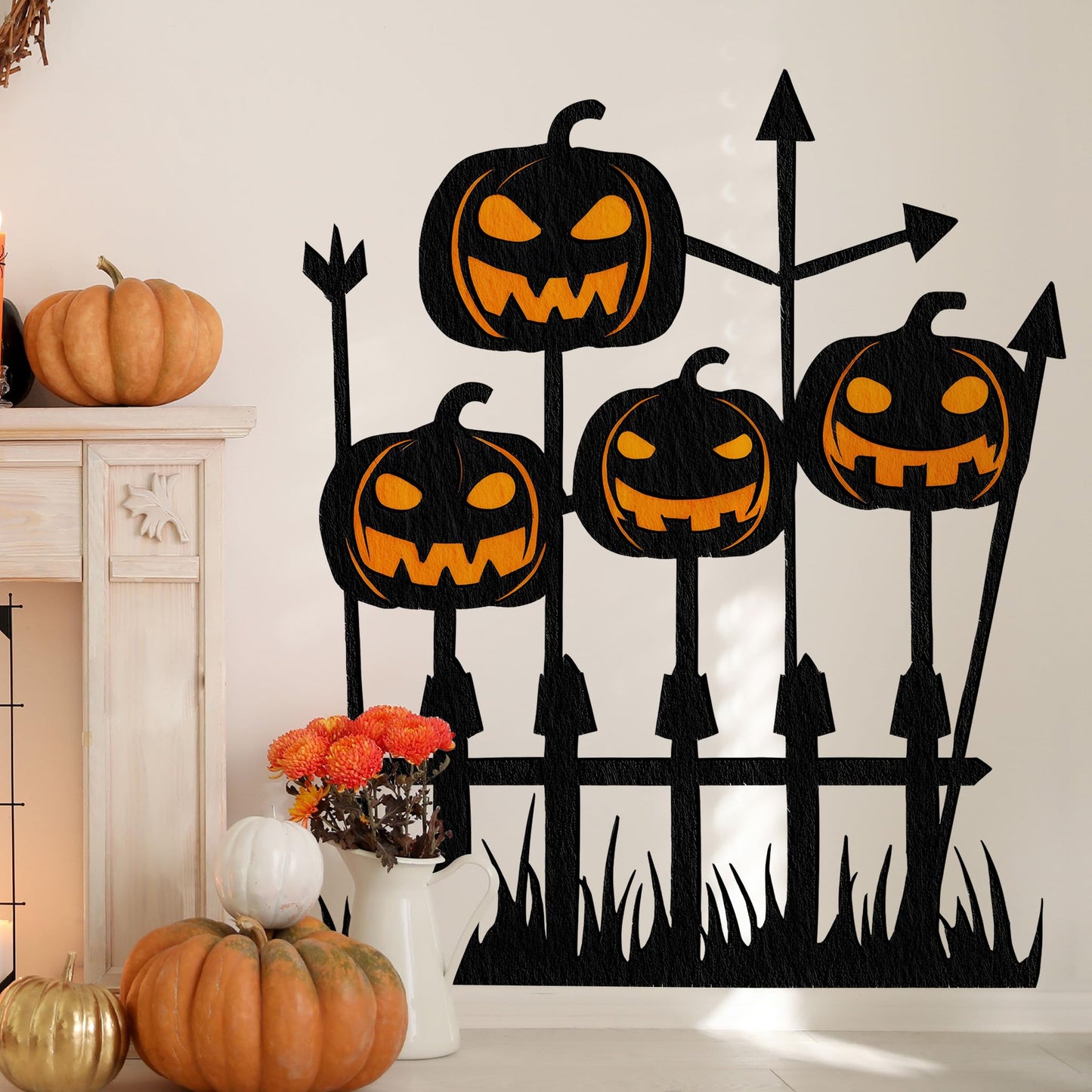Halloween Wall Decals,Peel and Stick Halloween Theme Decor Stickers,Removable Vinyl Spooky Scary Face Wall Sticker for Holiday Party Decor. (Pumpkin Jack-o-Lantern Wall Decal)