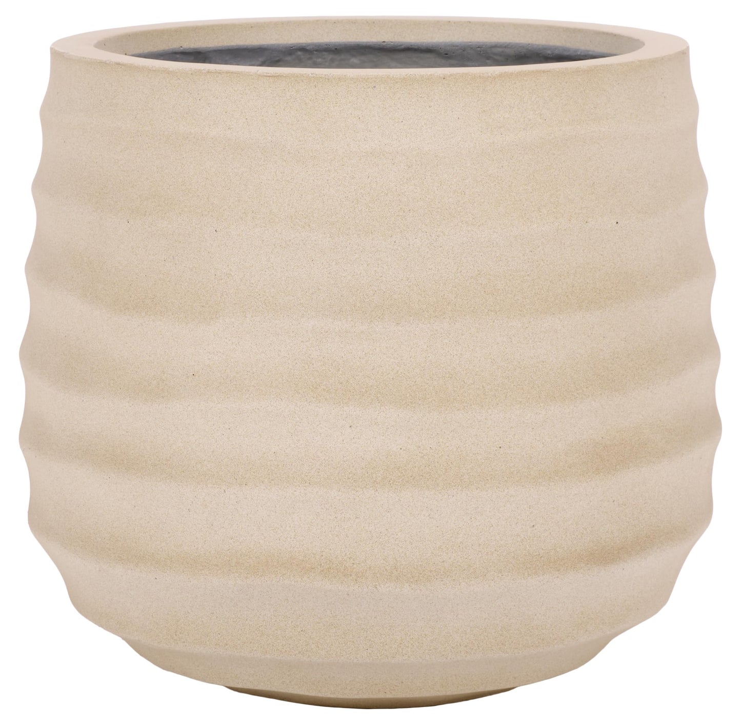 SAFAVIEH Outdoor Patio Furniture Collection - Marta Beige Ficonstone Planter Pot, Modern Round Plant Container, Fully Assembled (PAT1542B)