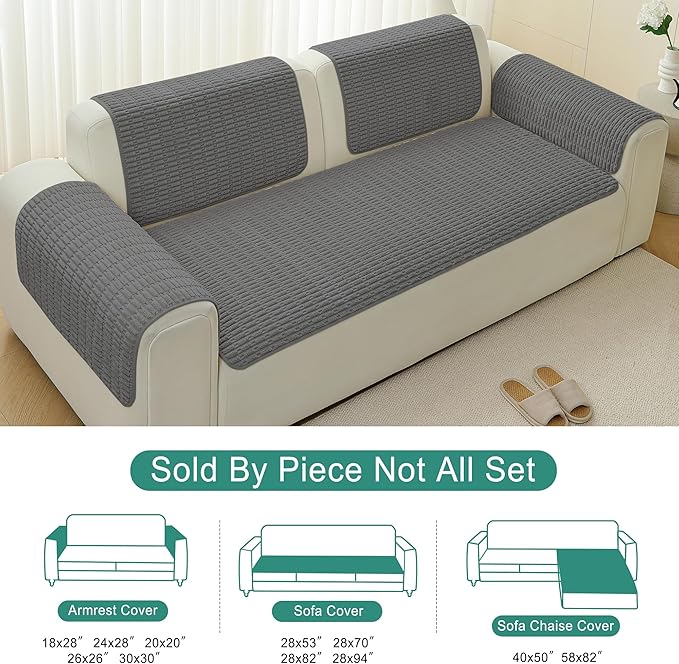 Foxdecor Couch Arm Covers Sofa Arm Cover, Arm Chair Covers Set of 2, Non-Slip