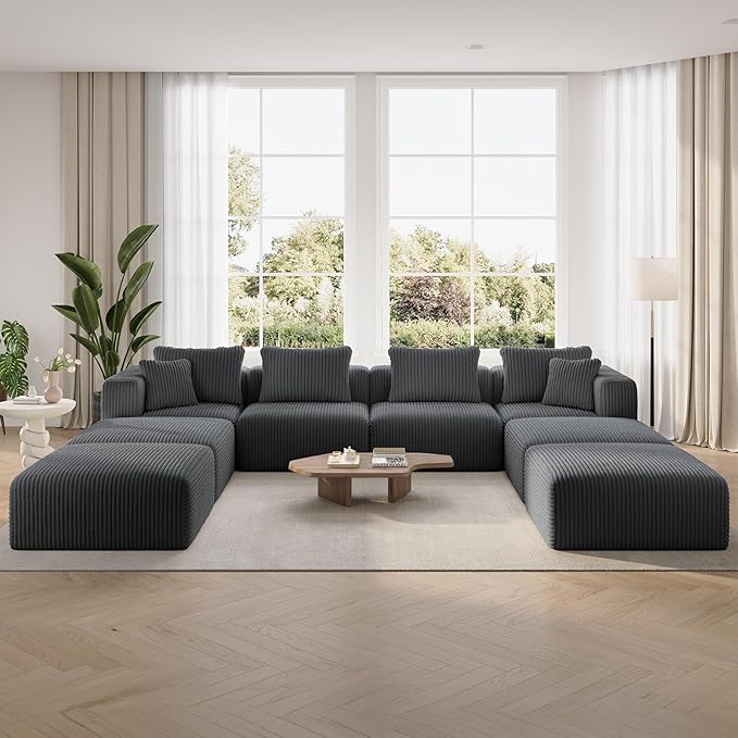 Novilla 141" Modular Sectional Sofa, Modern Cloud Sectional Couch